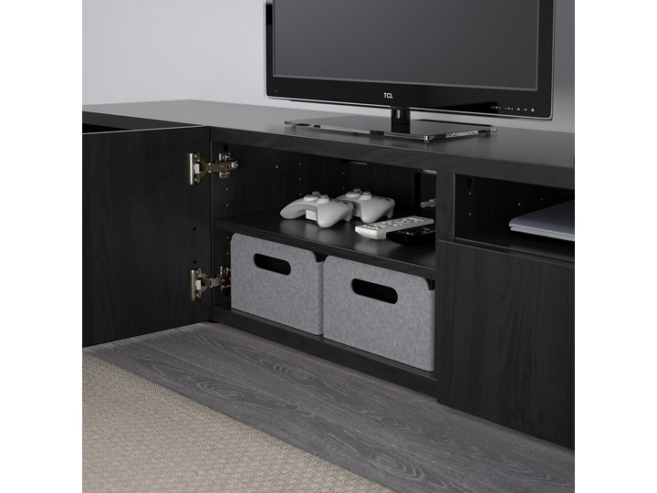IKEA BESTÅ Szafka pod TV, Czarnybrąz/Lappviken czarnybrąz, 180x42x39 cm Płyta MDF Pomieszczenie salon Na telewizor Stolik Pomieszczenie pokój młodzieżowy