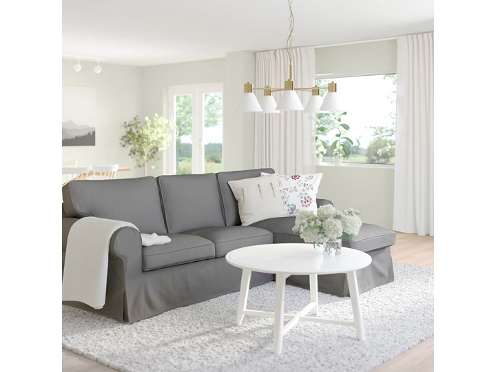 IKEA EKTORP Sofa 3osobowa z szezlongiem, Remmarn jasnoszary, Szerokość