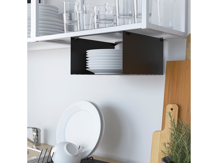 IKEA ENHET Kuchnia narożna, biały, Wysokość szafka wisząca: 75 cm