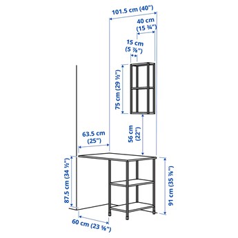 IKEA ENHET Kombinacja na sprzęt wolnostojący, antracyt, 101.5x63.5x222 cm