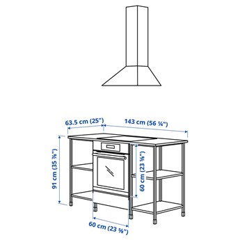 IKEA ENHET Regał, biały, 143x63.5x91 cm