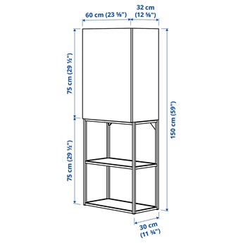 IKEA ENHET Regał, antracyt/biały, 60x32x150 cm
