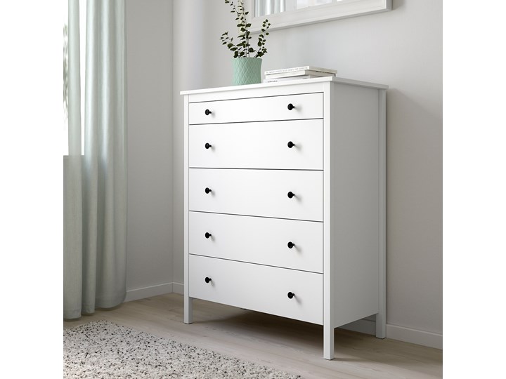 IKEA KOPPANG Komoda, 5 szuflad, Biały, 90x114 cm Z szufladami Głębokość 44 cm Szerokość 90 cm Płyta MDF Pomieszczenie Garderoba Kategoria Komody