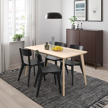 IKEA LISABO / LISABO Stół i 4 krzesła, okleina jesionowa/czarny, 140x78 cm