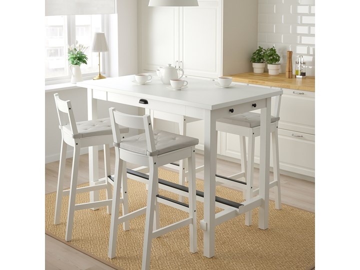 IKEA NORDVIKEN / NORDVIKEN Stół barowy + 4 krzes bar, biały/biały Pomieszczenie Jadalnia Kategoria Stoły z krzesłami
