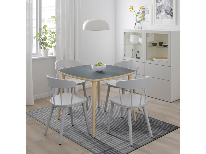 OMTANKSAM Stół Wysokość 74 cm Długość 140 cm Pomieszczenie Stoły do salonu Szerokość 95 cm Drewno Długość 95 cm Płyta MDF Kolor Szary