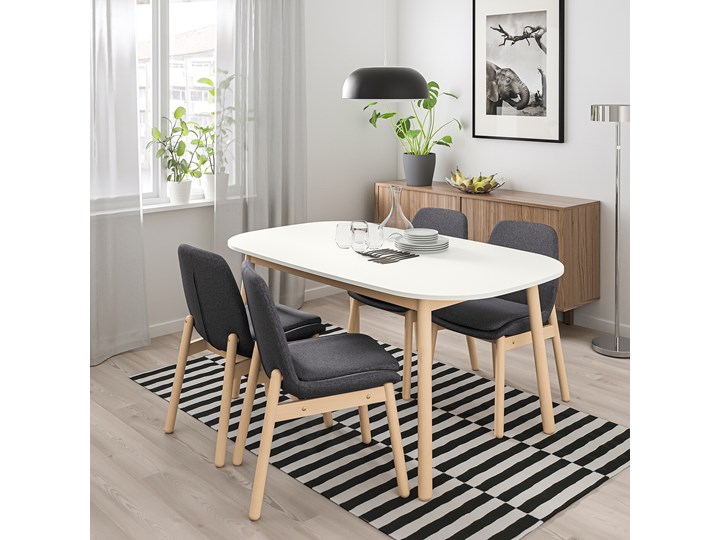 IKEA VEDBO / VEDBO Stół i 4 krzesła, biały/brzoza, 160x95 cm Pomieszczenie Jadalnia