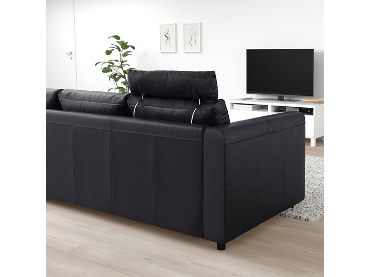IKEA VIMLE Sofa 3-osobowa, z zagłówkiem/Grann/Bomstad czarny, Wysokość z zagłówkiem: 100 cm Modułowe Nóżki Na nóżkach Pomieszczenie Salon