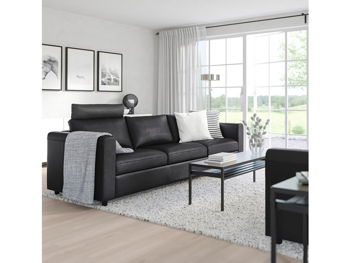 IKEA VIMLE Sofa 3-osobowa, z zagłówkiem/Grann/Bomstad czarny, Wysokość z zagłówkiem: 100 cm Modułowe Powierzchnia spania Funkcje Z regulowanymi zagłówkami