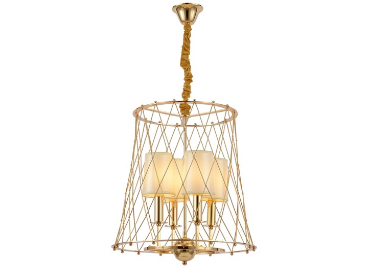 KLASYCZNY ŻYRANDOL KRYSZTAŁOWY BIAŁY ALESSIA W4 LUMINA DECO Chrom Lampa z kloszem Lampa z abażurem Metal Lampa z kryształkami Tkanina Pomieszczenie Salon Styl Tradycyjny