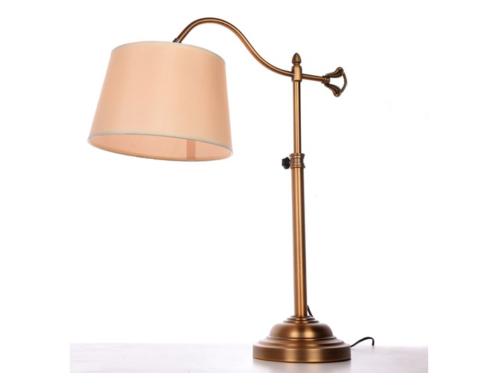 LAMPA BIURKOWA MOSIĘŻNA SARINI LUMINA DECO Wysokość 65 cm Tkanina Metal Mosiądz Lampa gabinetowa Lampa z abażurem Kolor Beżowy