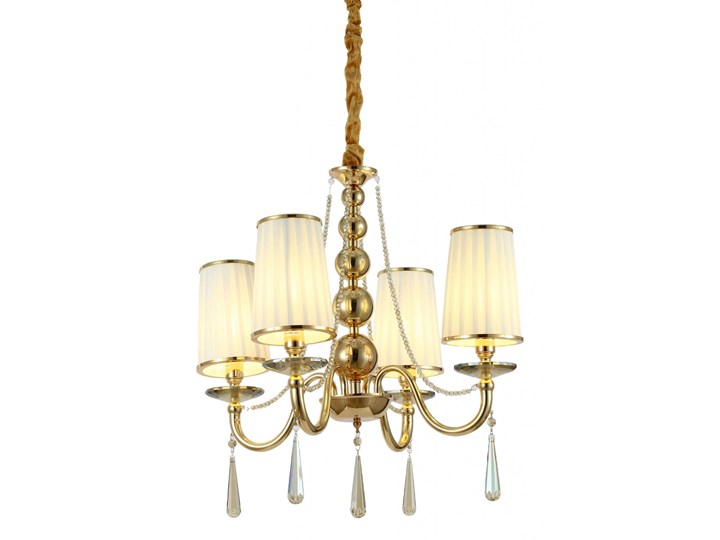 KLASYCZNY ŻYRANDOL KRYSZTAŁOWY ZŁOTY FABIONE W4 LUMINA DECO Lampa z kloszem Tkanina Lampa z kryształkami Metal Lampa z abażurem Pomieszczenie Sypialnia