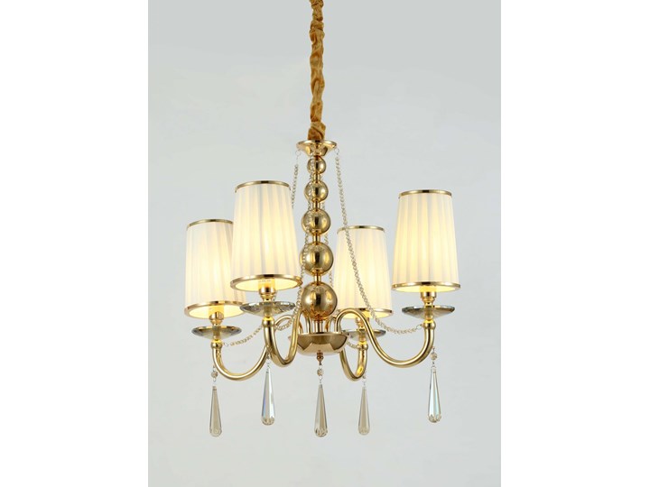 KLASYCZNY ŻYRANDOL KRYSZTAŁOWY ZŁOTY FABIONE W4 LUMINA DECO Lampa z abażurem Tkanina Lampa z kryształkami Metal Lampa z kloszem Styl Tradycyjny