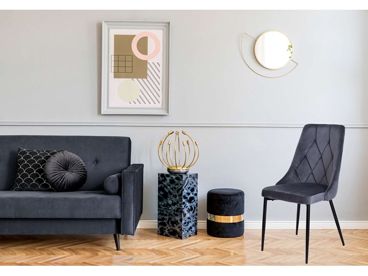 Krzesło tapicerowane Lincoln Velvet grafitowy Krzesło inspirowane Metal Welur Styl Nowoczesny Tworzywo sztuczne Wysokość 92 cm Skóra Tkanina Pomieszczenie Jadalnia