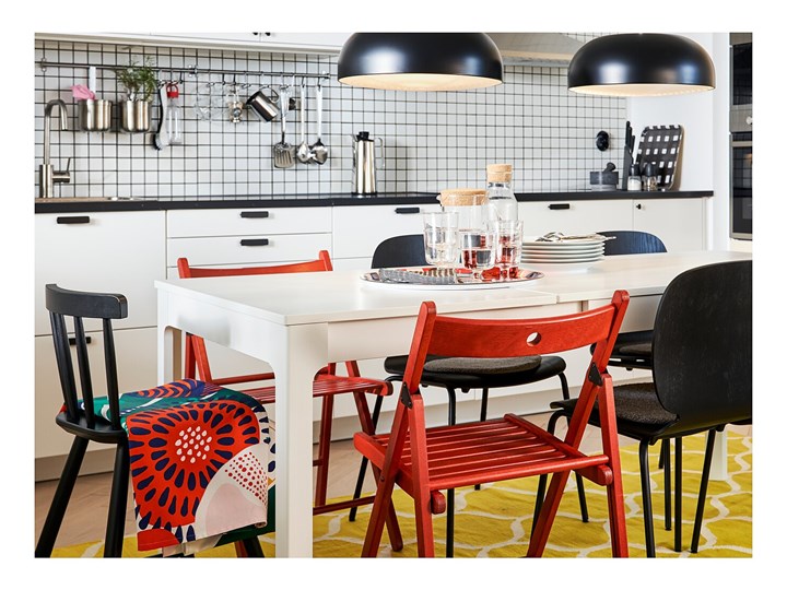 IKEA EKEDALEN Stół rozkładany, Biały, 120/180x80 cm Płyta MDF Szerokość 180 cm Kategoria Stoły kuchenne Długość 120 cm Pomieszczenie Stoły do jadalni