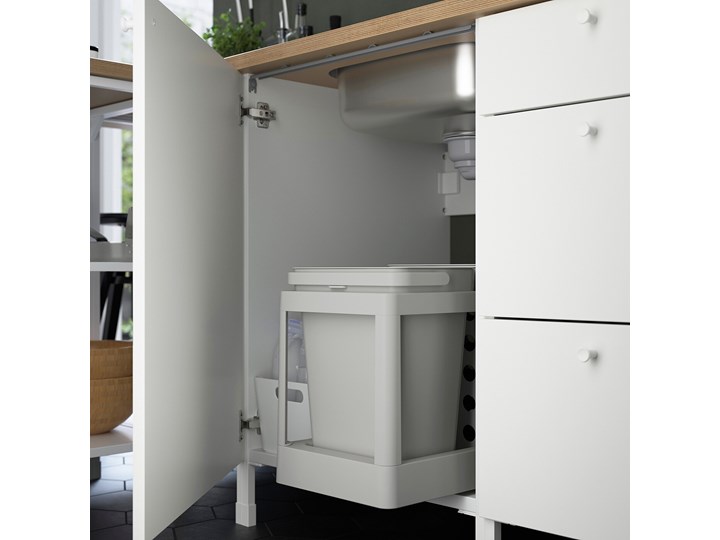 IKEA ENHET Kuchnia narożna, antracyt/biały, Wysokość szafka wisząca: 150 cm Zestawy gotowe Kategoria Zestawy mebli kuchennych