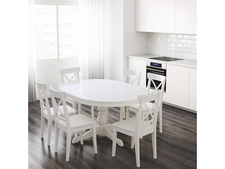 IKEA INGATORP Stół rozkładany, Biały, 110/155 cm Płyta MDF Rozkładanie Rozkładane