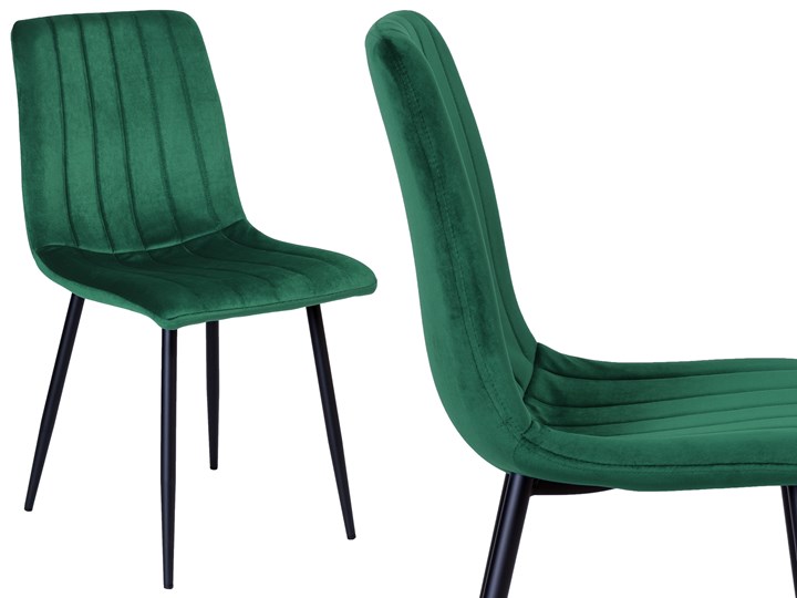 Krzesło tapicerowane Fresno Velvet ciemno-zielone Głębokość 40 cm Tkanina Skóra Metal Stal Krzesło inspirowane Wysokość 89 cm Wysokość 44 cm Szerokość 45 cm Styl Klasyczny