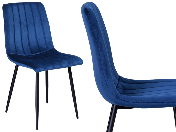 Krzesło tapicerowane Fresno Velvet granatowe Szerokość 45 cm Skóra Głębokość 40 cm Krzesło inspirowane Wysokość 44 cm Metal Wysokość 89 cm Tkanina Stal Kategoria Krzesła kuchenne