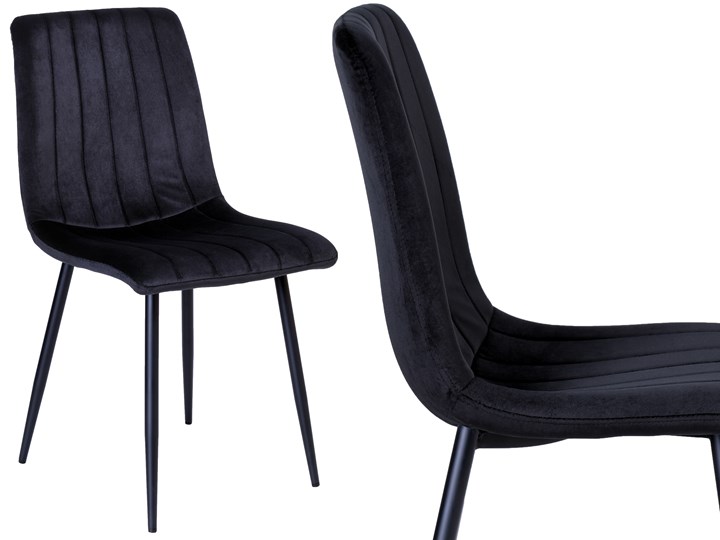 Krzesło tapicerowane Fresno Velvet czarne Metal Skóra Szerokość 45 cm Wysokość 44 cm Wysokość 89 cm Stal Tkanina Głębokość 40 cm Krzesło inspirowane Styl Klasyczny