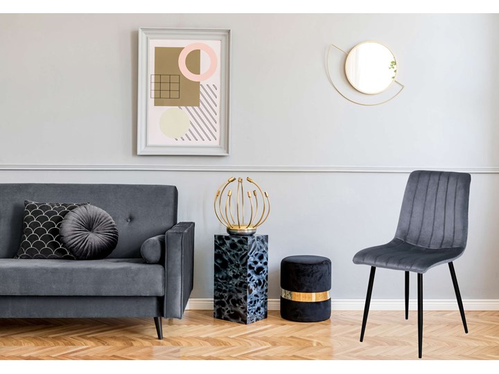 Krzesło tapicerowane Fresno Velvet grafitowe Wysokość 44 cm Szerokość 45 cm Wysokość 89 cm Stal Tkanina Skóra Krzesło inspirowane Głębokość 40 cm Metal Pomieszczenie Pokój nastolatka