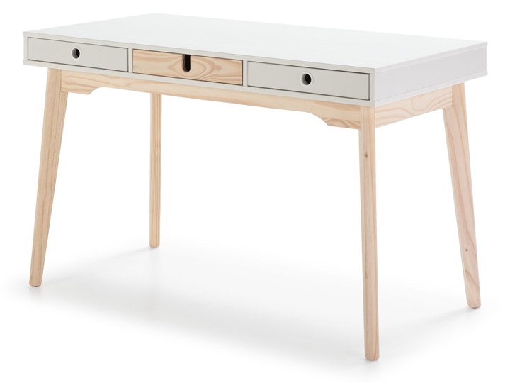 Marckeric - Kiara - Białe - klasyczne Biurko do domu i Home Office Szerokość 120 cm Płyta MDF Kolor Beżowy Sosna Biurko tradycyjne Głębokość 60 cm Drewno Styl Nowoczesny
