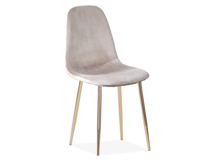 HOME DECOR KRZESŁO FOX II NOGI ZŁOTE TAPICEROWANE VELVET BEŻOWE WELUR Tworzywo sztuczne Metal Tkanina Kolor Szary