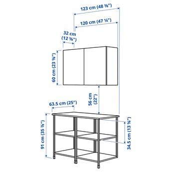 IKEA ENHET Regał, antracyt/biały, 123x63.5x207 cm