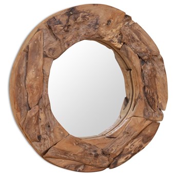 vidaXL Lustro dekoracyjne, drewno tekowe, 60 cm, okrągłe