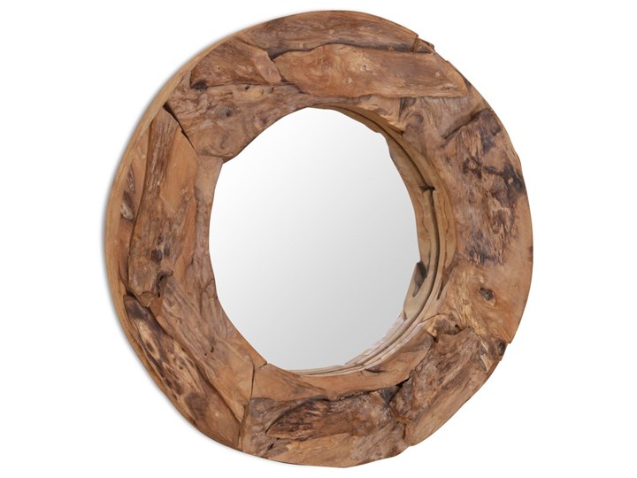 vidaXL Lustro dekoracyjne, drewno tekowe, 60 cm, okrągłe Lustro z ramą Ścienne Nieregularne Styl Rustykalny Kategoria Lustra