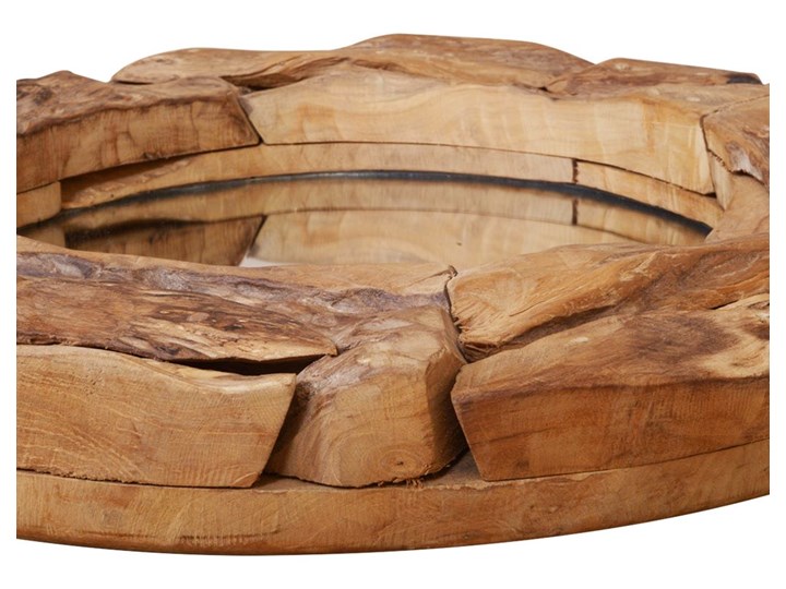 vidaXL Lustro dekoracyjne, drewno tekowe, 60 cm, okrągłe Lustro z ramą Nieregularne Ścienne Kolor Brązowy