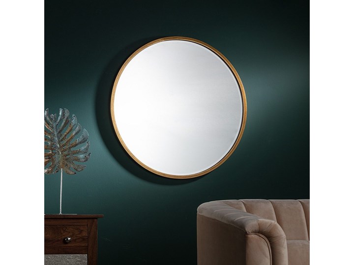 Lustro Vento Gold 80cm, ⌀80 cm Lustro z ramą Styl Nowoczesny Okrągłe Ścienne Pomieszczenie Łazienka