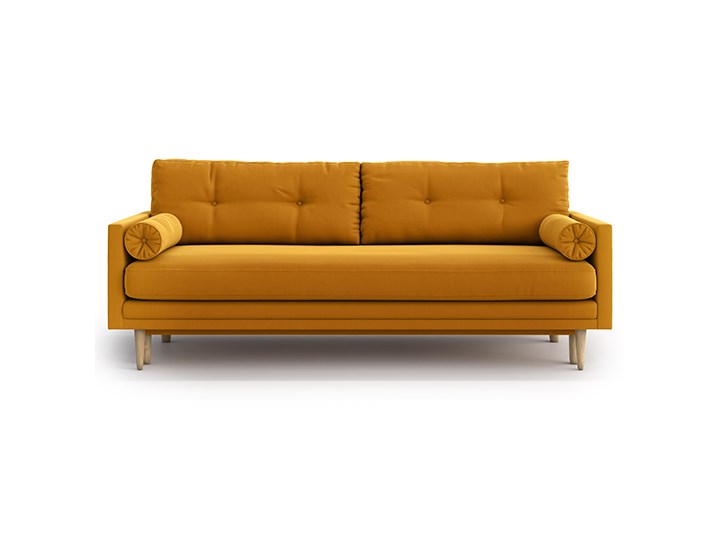 Sofa Amy z funkcją spania, Golden Velvet Głębokość 95 cm Stała konstrukcja Szerokość 210 cm Powierzchnia spania 140x190 cm