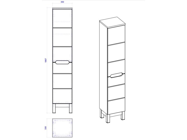 Słupek łazienkowy z koszem Marsylia 7X - Biały połysk Kategoria Szafki stojące Szerokość 35 cm Stojące Wysokość 187 cm Kolor Beżowy