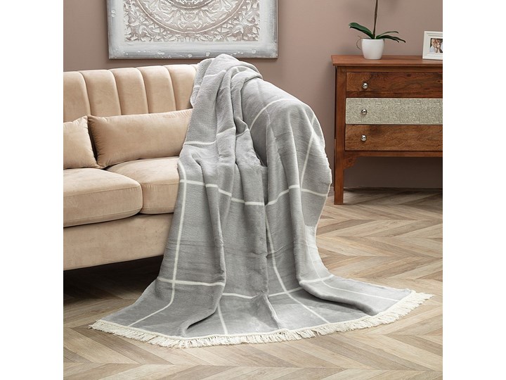 Koc Cosy Home 150x200 Grey&Ecru Check, 150 x 200 cm Kategoria Koce i pledy 150x200 cm Bawełna Akryl Pomieszczenie Sypialnia