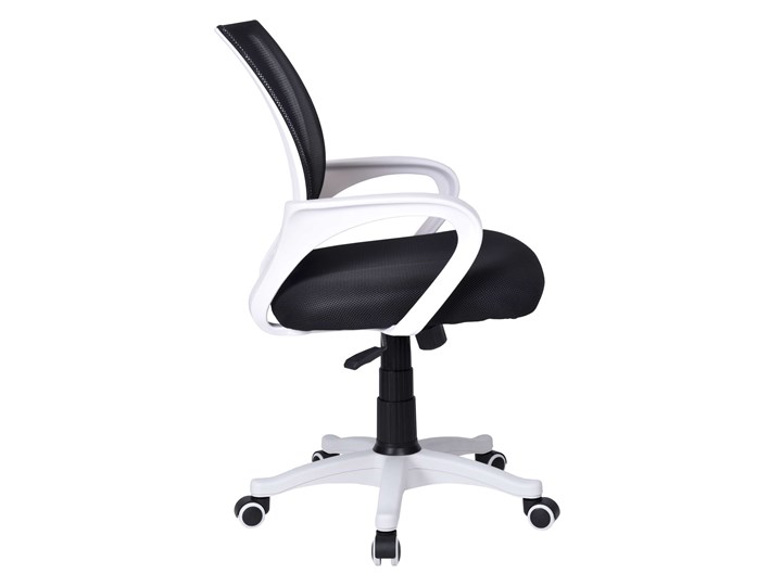 Fotel biurowy Bianco biało-czarny Fotel na kółkach Wysokość 91 cm Fotel obrotowy Głębokość 59 cm Głębokość 48 cm Szerokość 60 cm Wysokość 95 cm Pomieszczenie Biuro i pracownia Tworzywo sztuczne Styl Nowoczesny