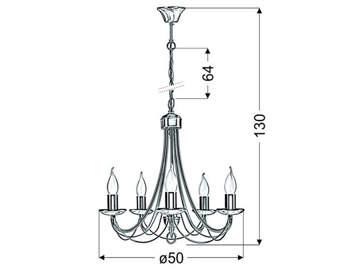 Lampa wisząca patynowa żyrandol 5x40W E14 Muza 35-69170 Kategoria Lampy wiszące Metal Kolor Złoty