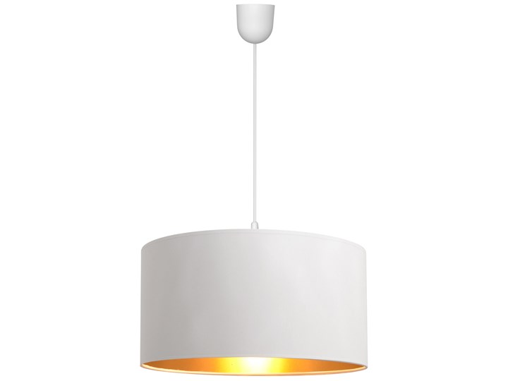 Lampa wisząca pojedyncza ALBA biało-złota Tkanina Styl Klasyczny Lampa z abażurem Tworzywo sztuczne Kolor Biały