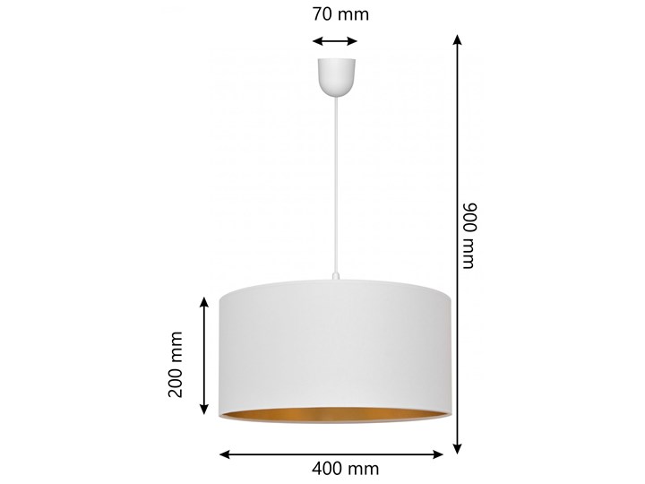 Lampa wisząca pojedyncza ALBA biało-złota Lampa z abażurem Tkanina Tworzywo sztuczne Styl Klasyczny