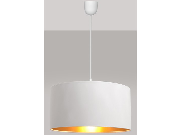 Lampa wisząca pojedyncza ALBA biało-złota Tkanina Kolor Biały Tworzywo sztuczne Lampa z abażurem Styl Klasyczny