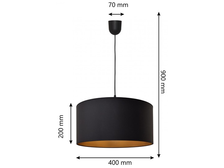 Lampa wisząca pojedyncza ALBA czarno-złota Tkanina Lampa z abażurem Tworzywo sztuczne Kategoria Lampy wiszące Kolor Czarny