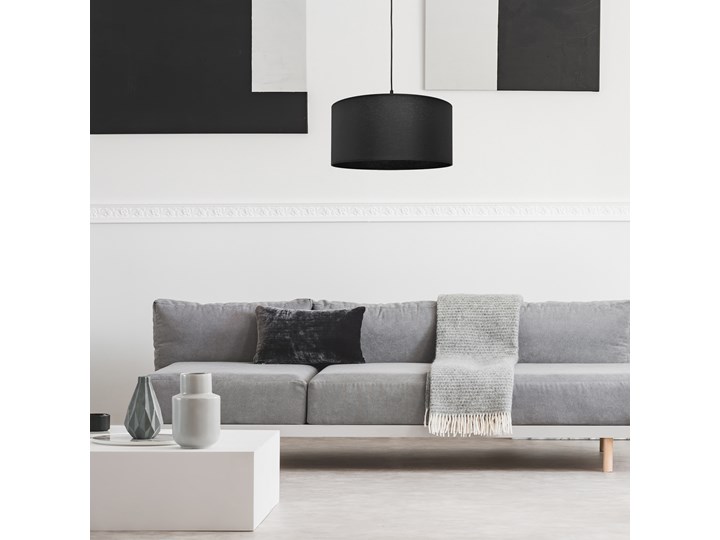 Lampa wisząca pojedyncza ALBA czarna Lampa z abażurem Tkanina Tworzywo sztuczne Kategoria Lampy wiszące