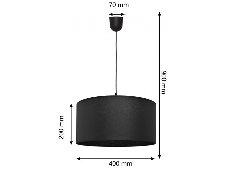 Lampa wisząca pojedyncza ALBA czarna Lampa z abażurem Tworzywo sztuczne Tkanina Kolor Czarny Styl Klasyczny