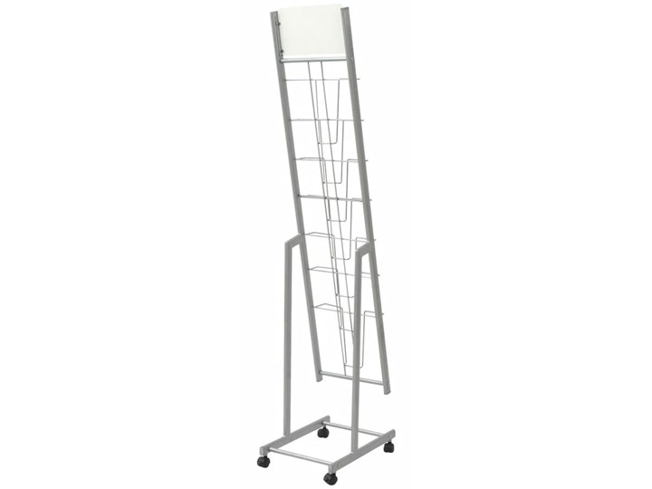 vidaXL Stojak na gazety/czasopisma 38x27x139 cm srebrny A4 Stal Kategoria Gazetniki