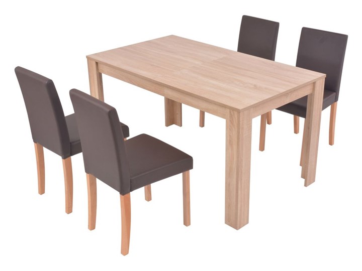 vidaXL 5-częściowy zestaw mebli do jadalni, sztuczna skóra, dąb, brąz Kategoria Stoły z krzesłami Liczba krzeseł 4 krzesła