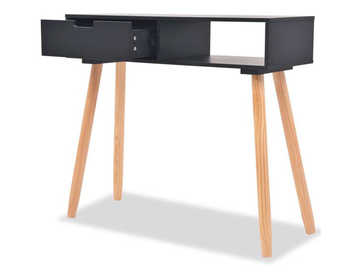 vidaXL Stolik typu konsola, drewno sosnowe, 80x30x72 cm, czarny Wysokość 80 cm Z szufladą Kategoria Konsole Płyta MDF Głębokość 30 cm Sosna Szerokość 80 cm Pomieszczenie Salon