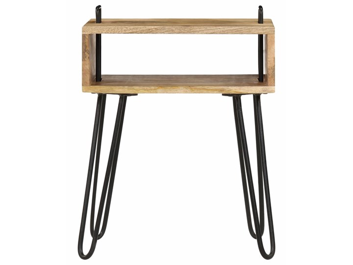 vidaXL Stolik nocny z litego drewna mango, 40 x 34 x 47 cm Drewno Uniwersalne Metal Głębokość 34 cm Szerokość 40 cm Nocne Styl Industrialny