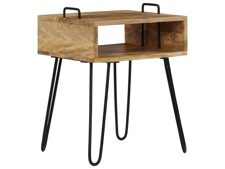vidaXL Stolik nocny z litego drewna mango, 40 x 34 x 47 cm Drewno Metal Głębokość 34 cm Nocne Szerokość 40 cm Uniwersalne Styl Industrialny
