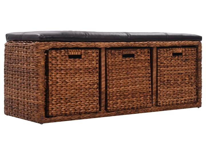 vidaXL Ławka z 3 koszami, trawa morska, 105 x 40 x 42 cm, brązowa