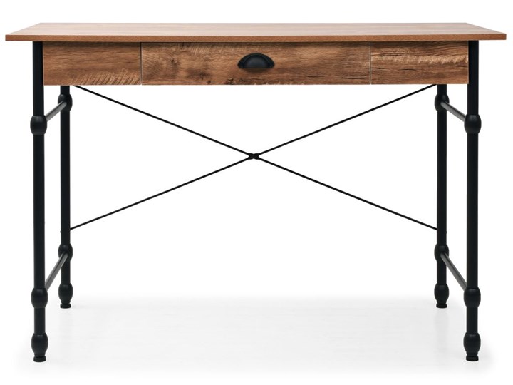 vidaXL Biurko z szufladą, 110 x 55 x 75 cm, kolor dębowy Płyta MDF Biurko komputerowe Biurko konsola Głębokość 55 cm Szerokość 110 cm Stal Drewno Styl Industrialny Kolor Brązowy